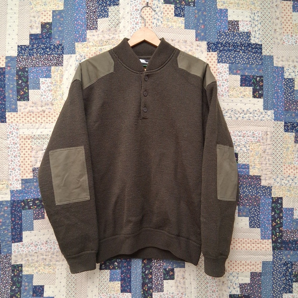 Cabelas Wool Sweater Size Medium Olive Drab Windshear Lined Shooting Field